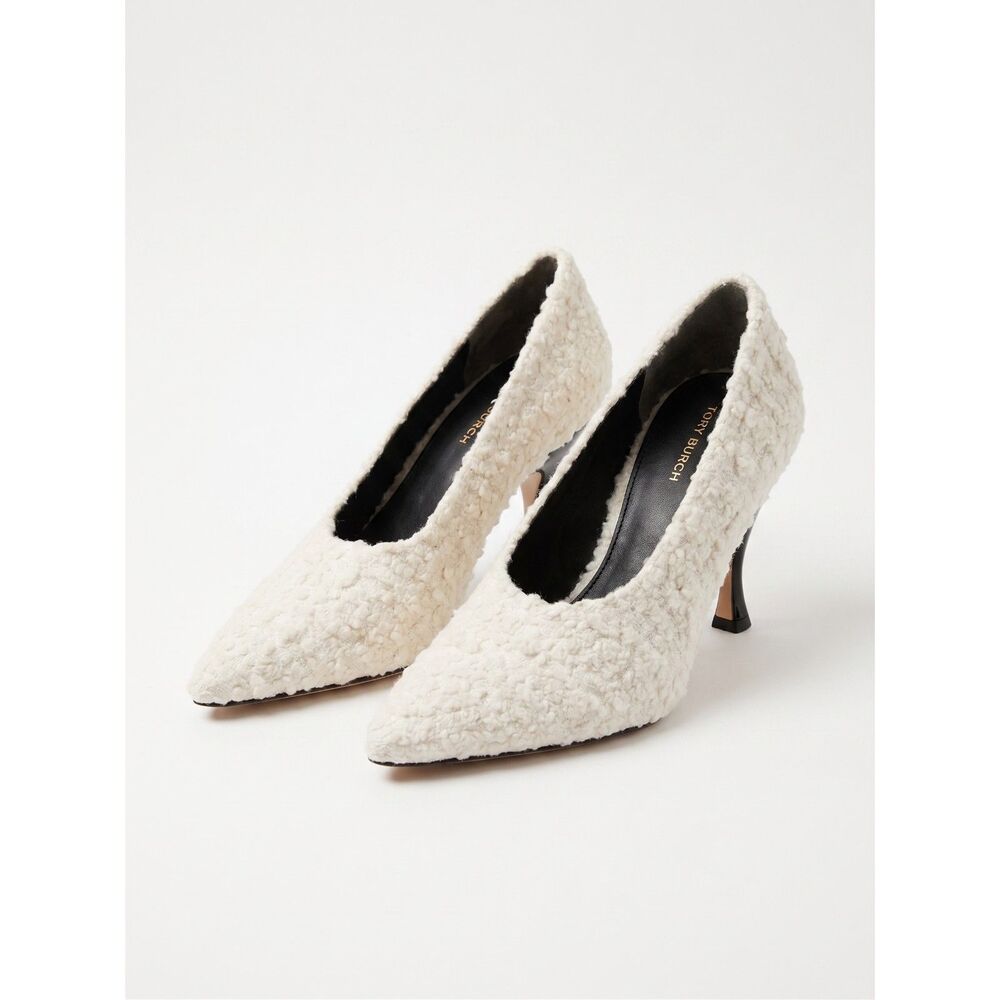 🤍 Tory Burch Cream Boucle Pointed Toe Pumps Stiletto Heels Size 5.5